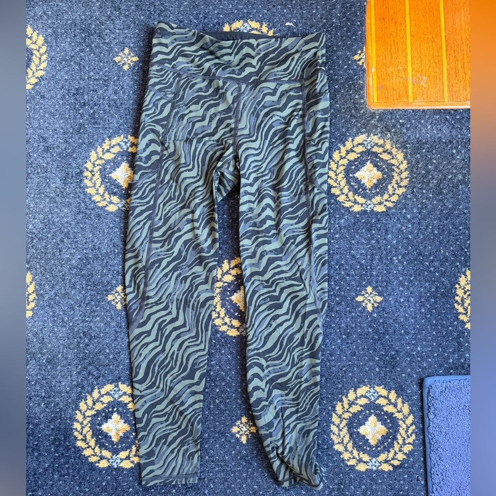 Sweaty Betty Olive and Black Zebra Leggings